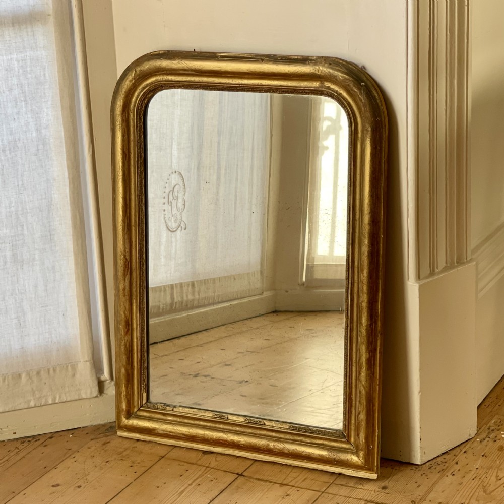 Antique French gilt Louis Philippe mirror - mercury glass