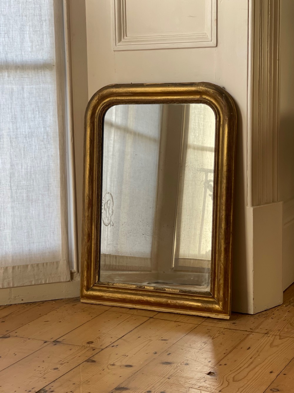 Antique French gilt Louis Philippe mirror - mercury glass View III