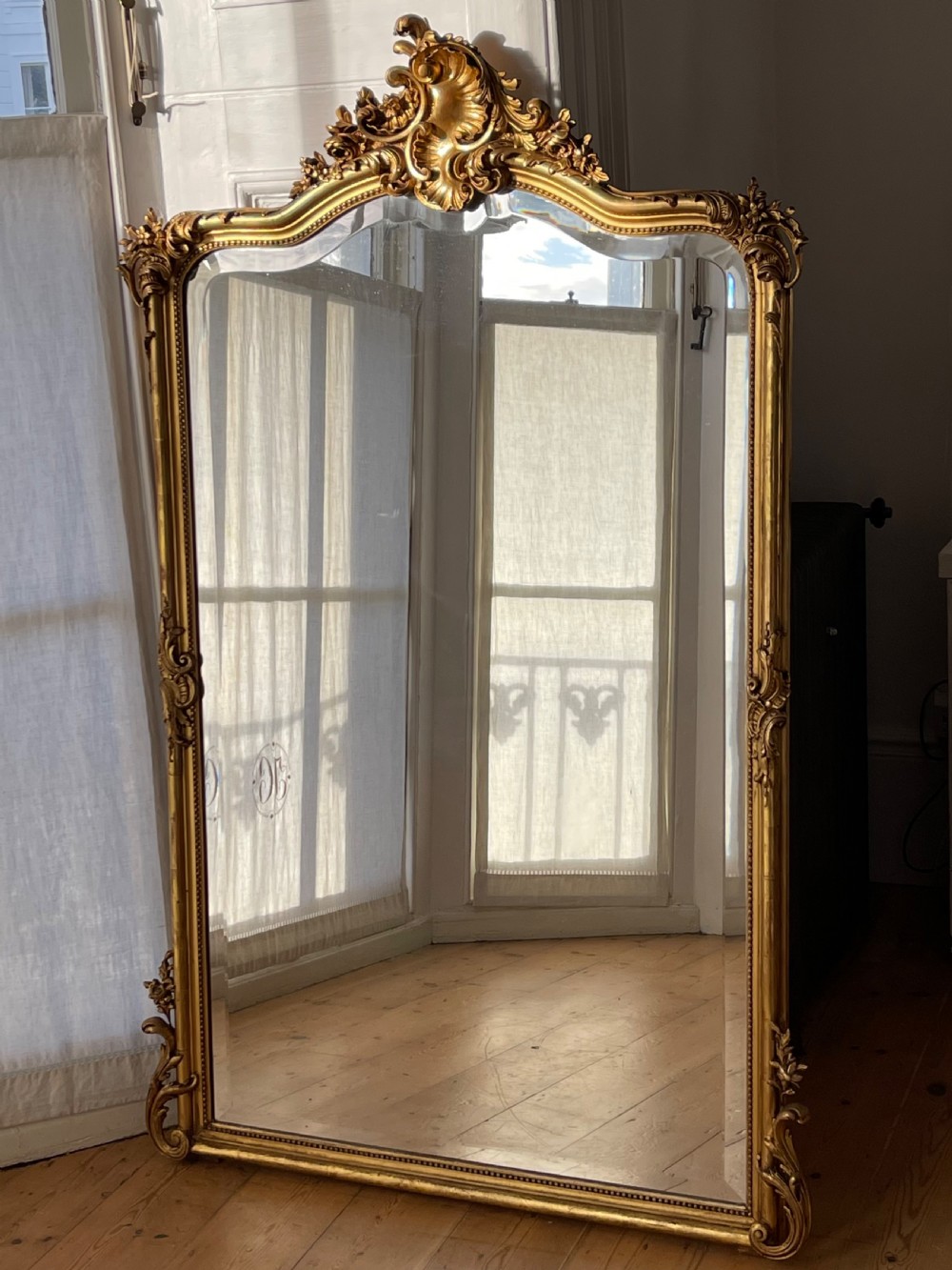 Antique French gilt Louis XV mirror - bevelled glass 
