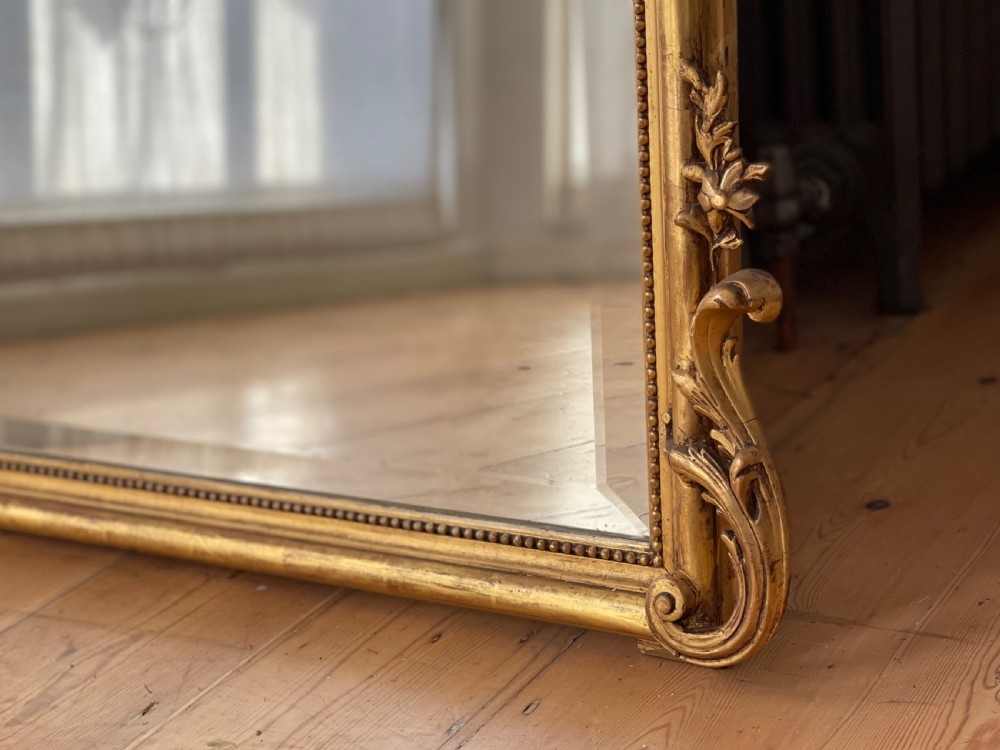 Antique French gilt Louis XV mirror - bevelled glass  View II
