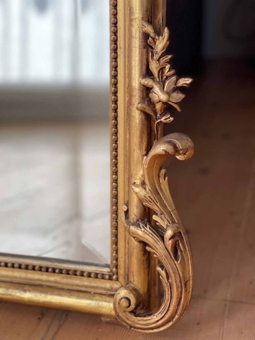 Antique French gilt Louis XV mirror - bevelled glass  View III