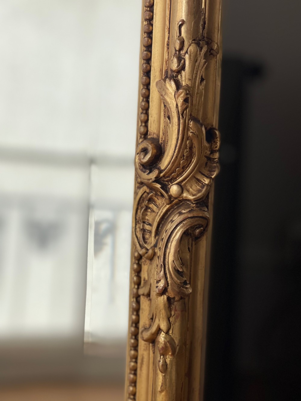 Antique French gilt Louis XV mirror - bevelled glass  View V