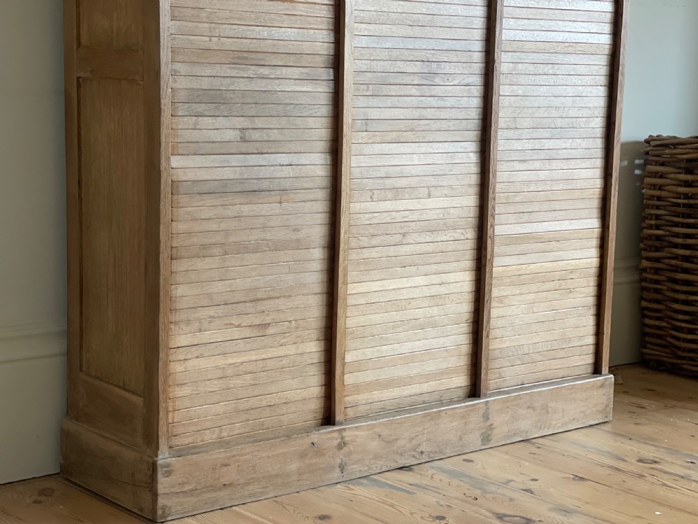 Antique French oak triple tambour cabinet  View VII