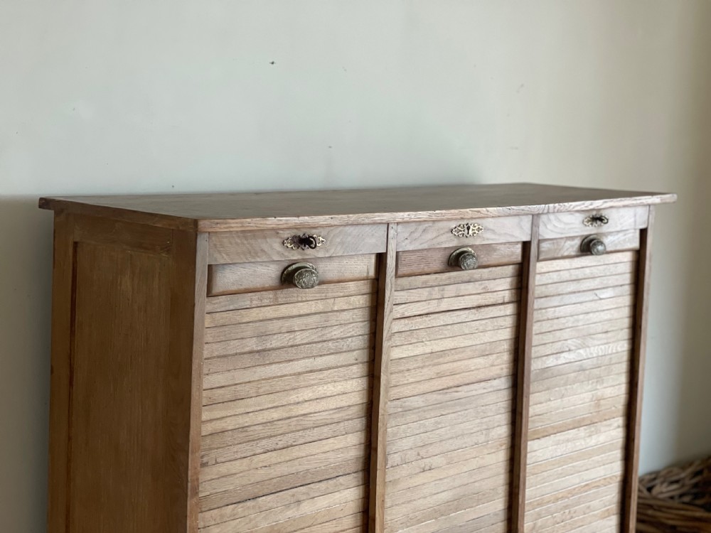 Antique French oak triple tambour cabinet  View VIII