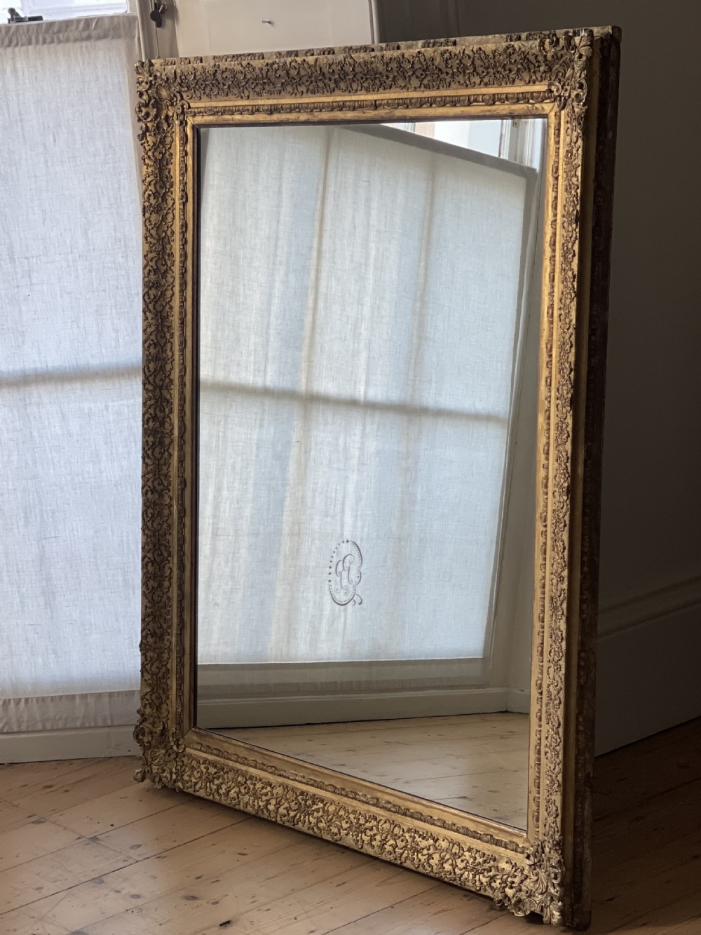 Large antique French gilt mirror  View III