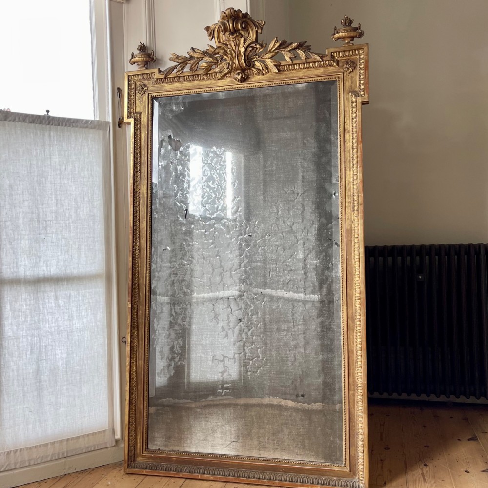 Large 19th century French gilt mirror - mercury glass View II