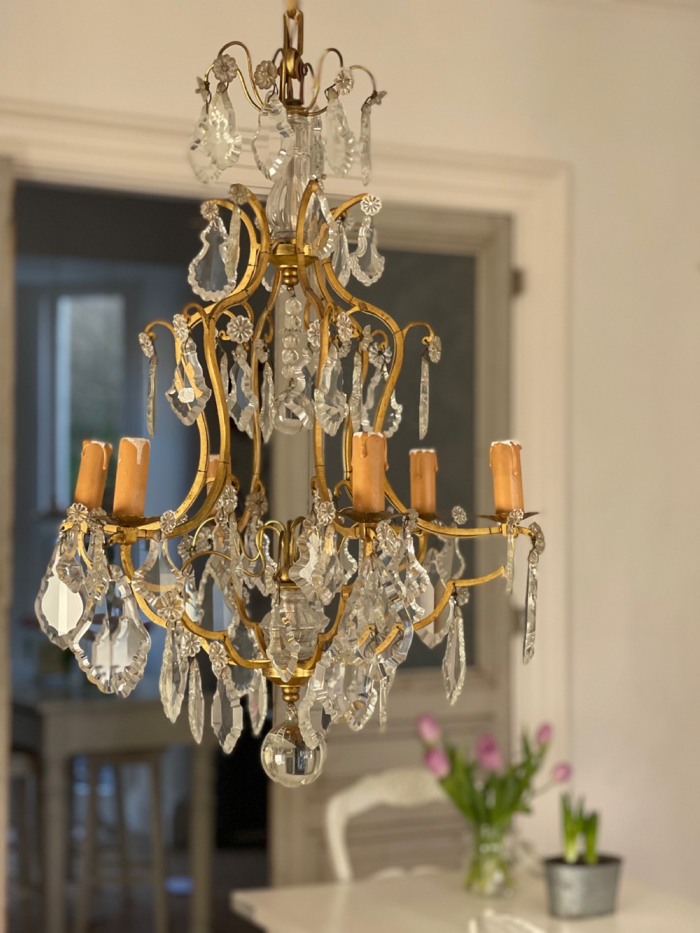 Antique French cage chandelier  View IV