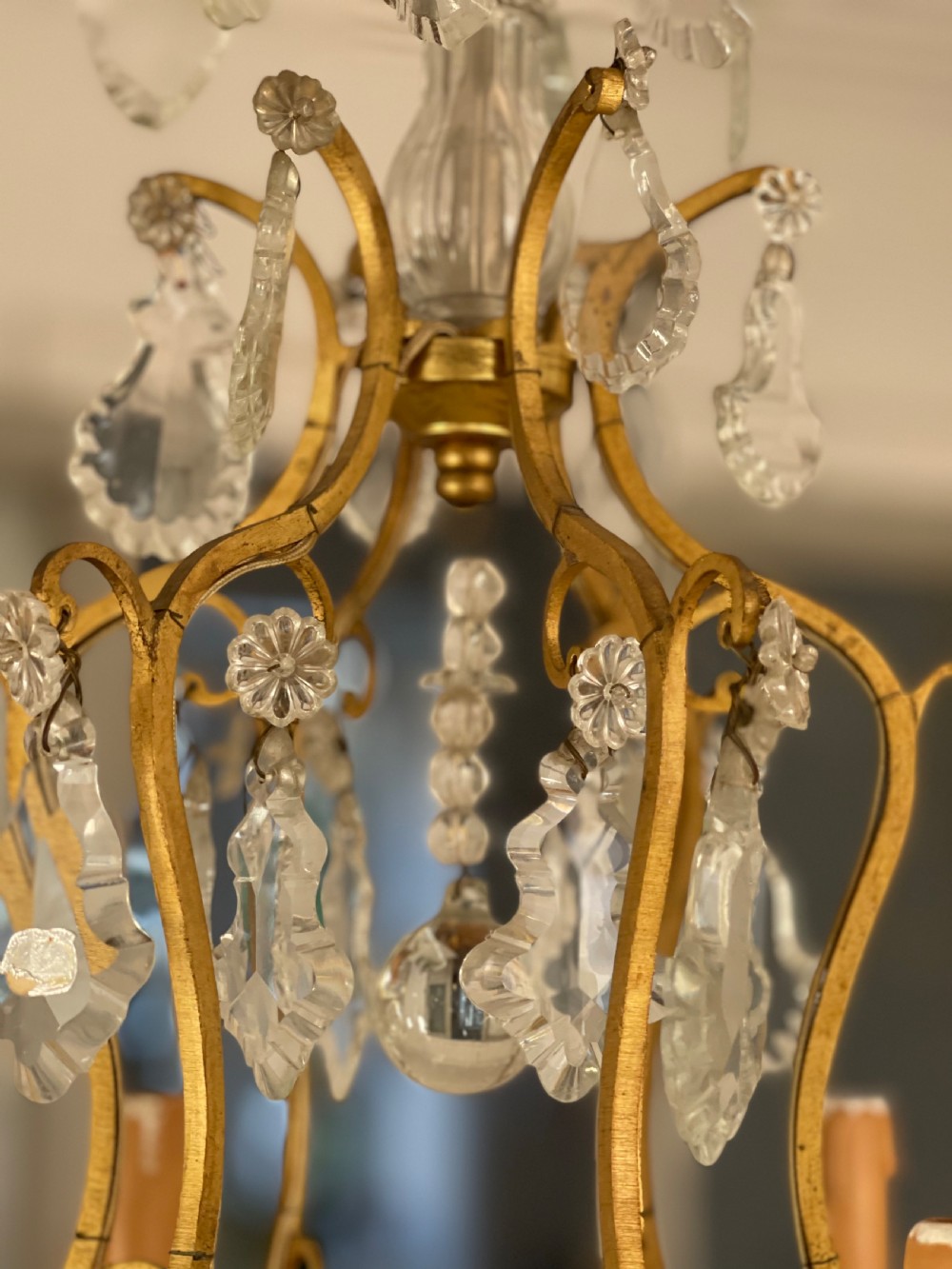 Antique French cage chandelier  View VI