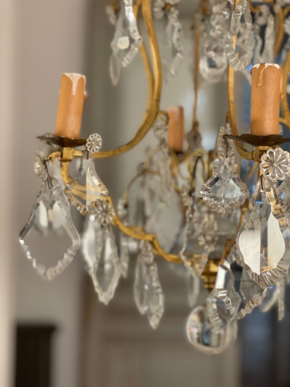 Antique French cage chandelier  View IX