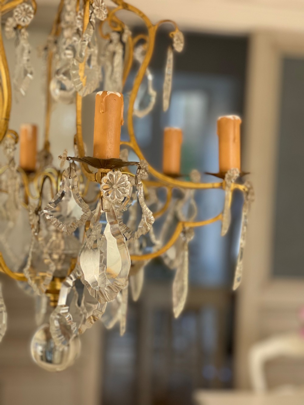 Antique French cage chandelier  View X