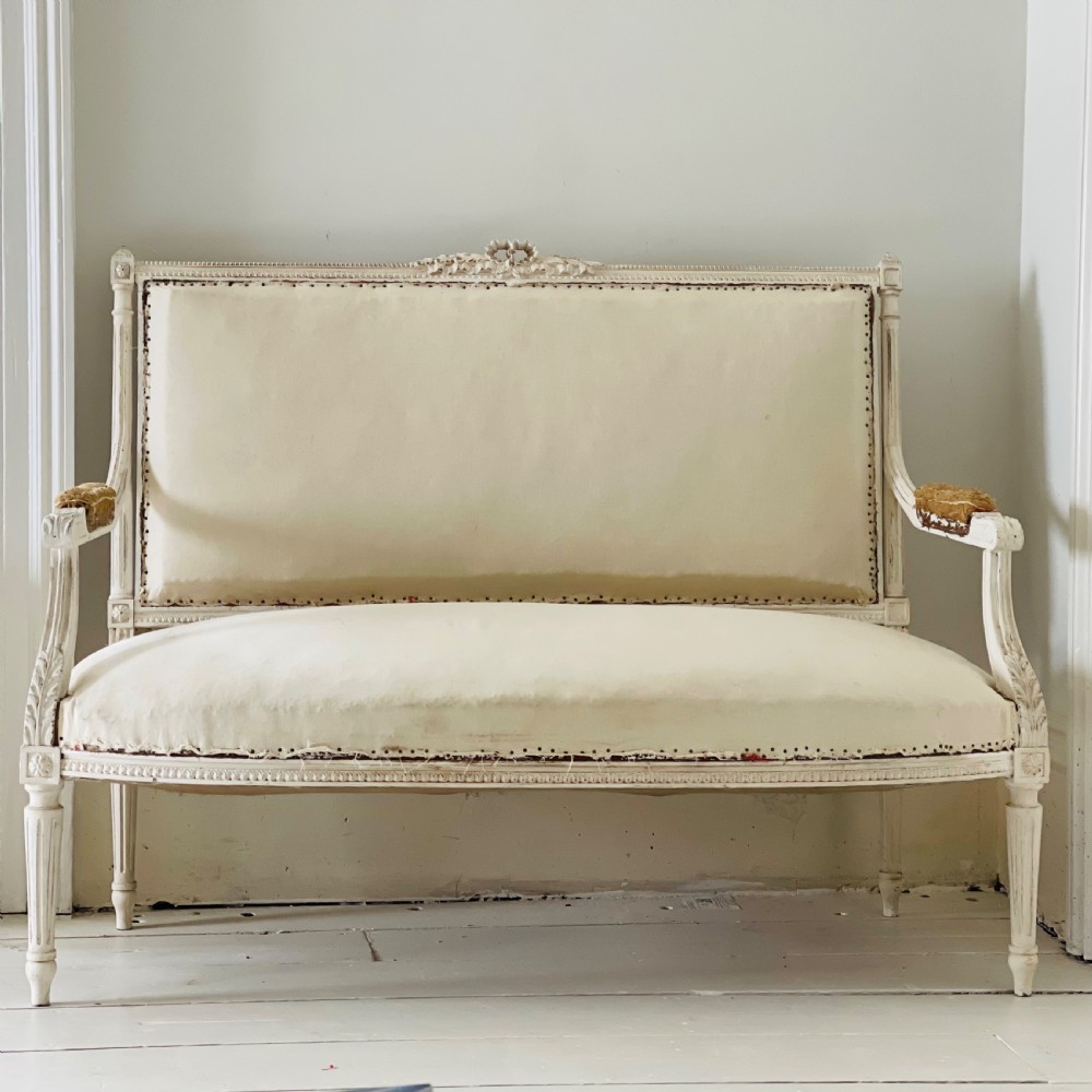 Late 19th century French Louis XVI sofa chaise View II