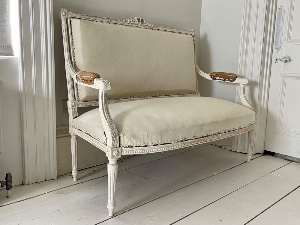 Late 19th century French Louis XVI sofa chaise View XII