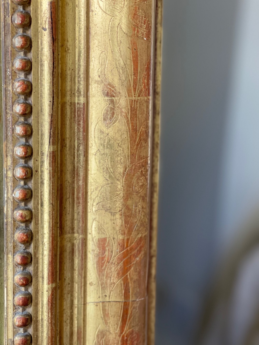 Large 19th century French gilt leaner mirror - mercury glass View II