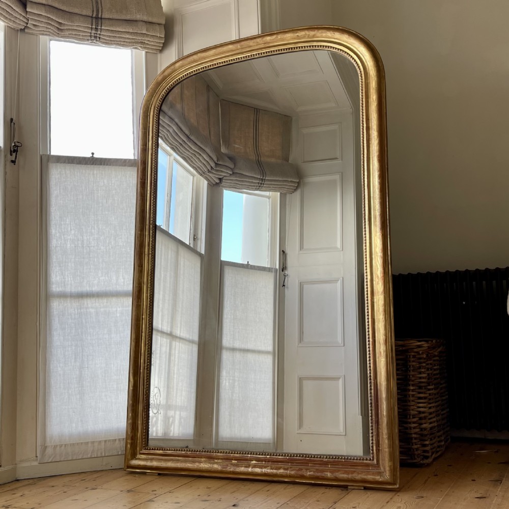 Large 19th century French gilt leaner mirror - mercury glass View III