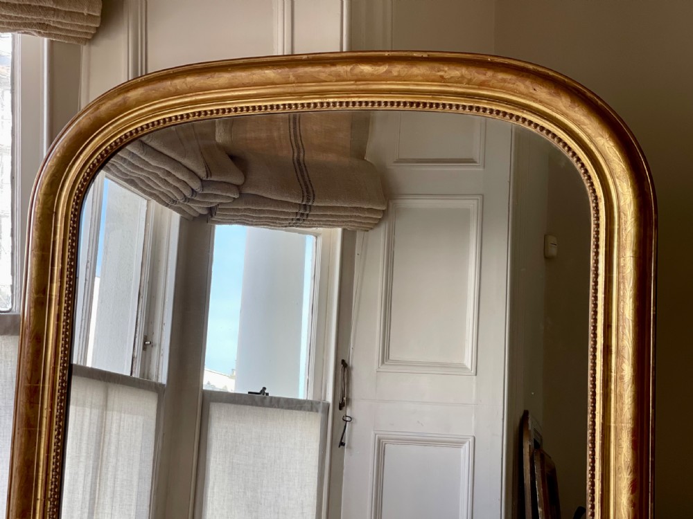 Large 19th century French gilt leaner mirror - mercury glass View V