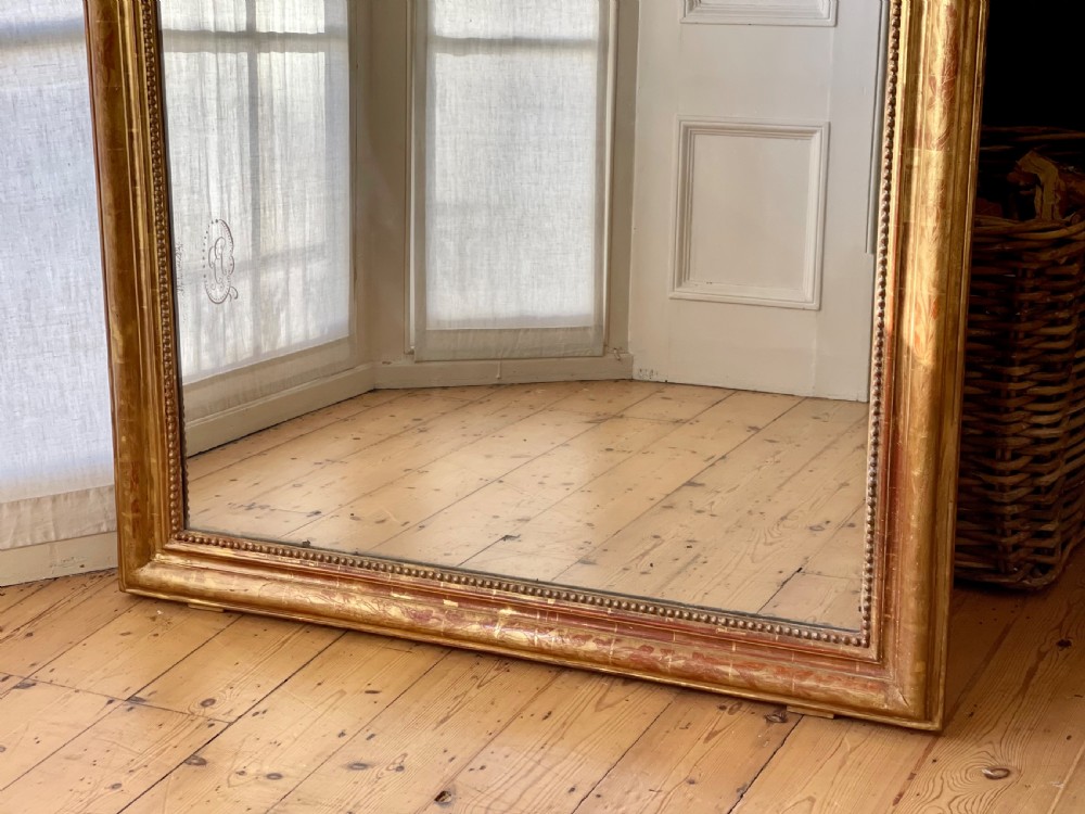 Large 19th century French gilt leaner mirror - mercury glass View VI