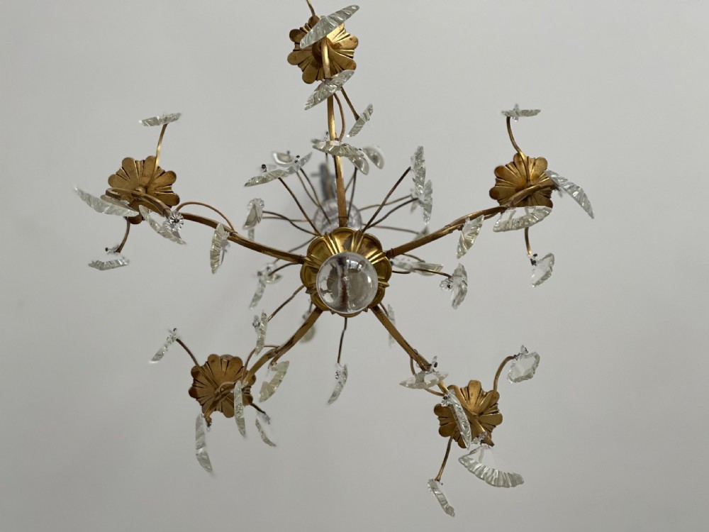 Antique crystal French 5 branch chandelier View III