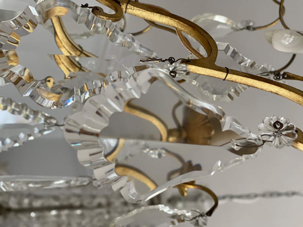 Antique crystal French 5 branch chandelier View IV