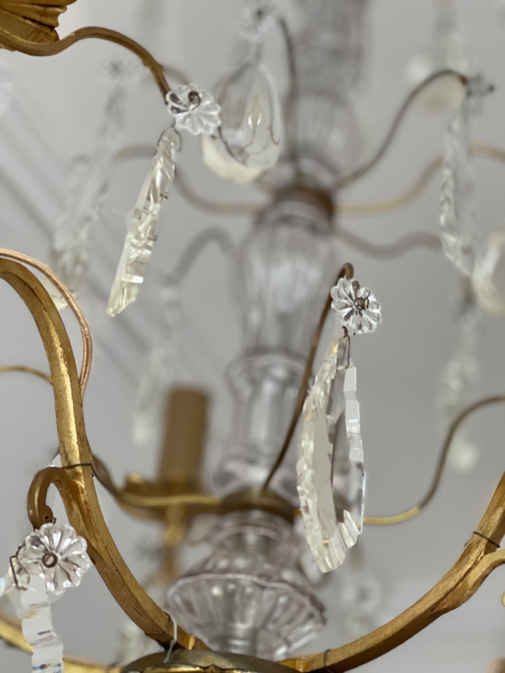 Antique crystal French 5 branch chandelier View V