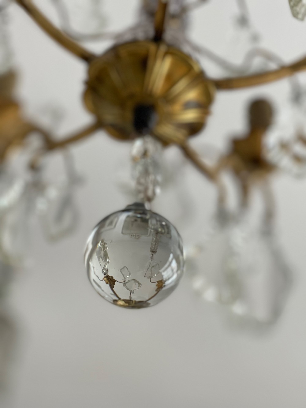 Antique crystal French 5 branch chandelier View VI