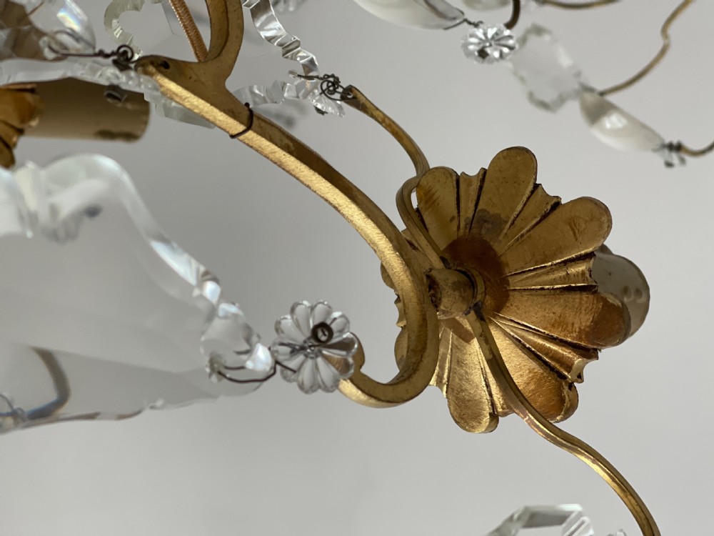 Antique crystal French 5 branch chandelier View VII