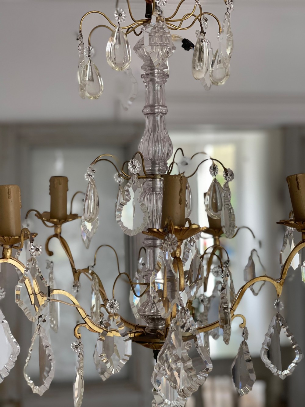 Antique crystal French 5 branch chandelier View VIII
