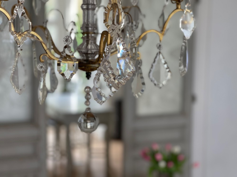 Antique crystal French 5 branch chandelier View XI