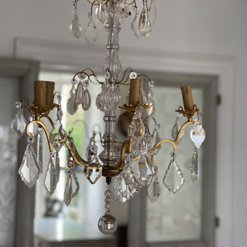 Antique crystal French 5 branch chandelier View XII