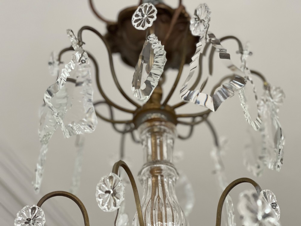 Antique French crystal 6 branch chandelier View IX