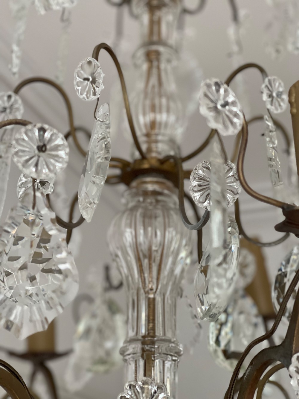 Antique French crystal 6 branch chandelier View X