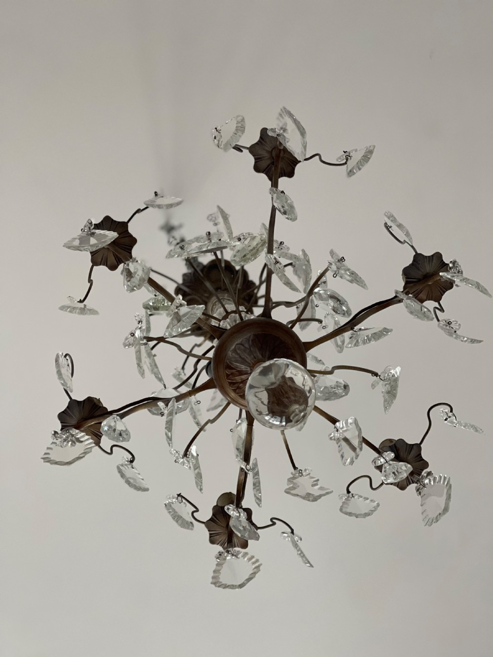 Antique French crystal 6 branch chandelier View XII