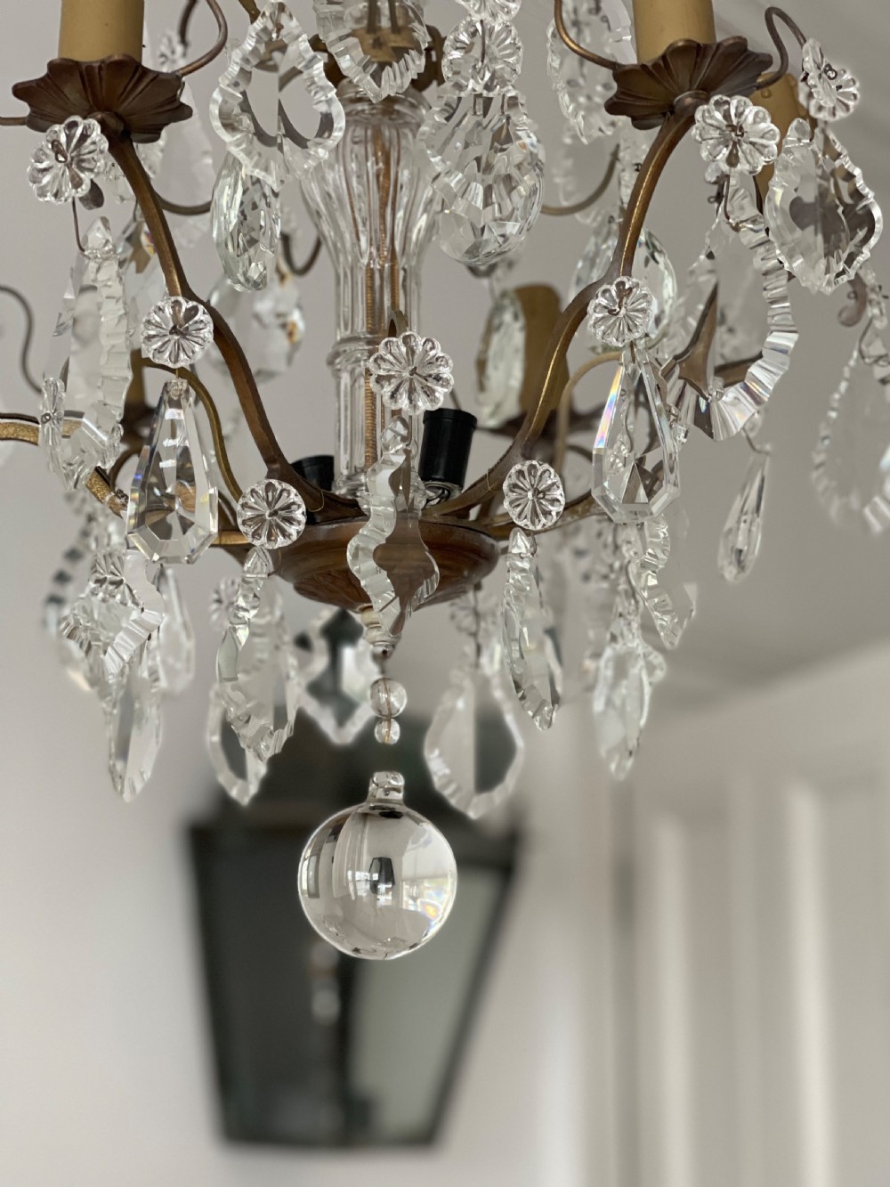 Antique French crystal 6 branch chandelier View XIII