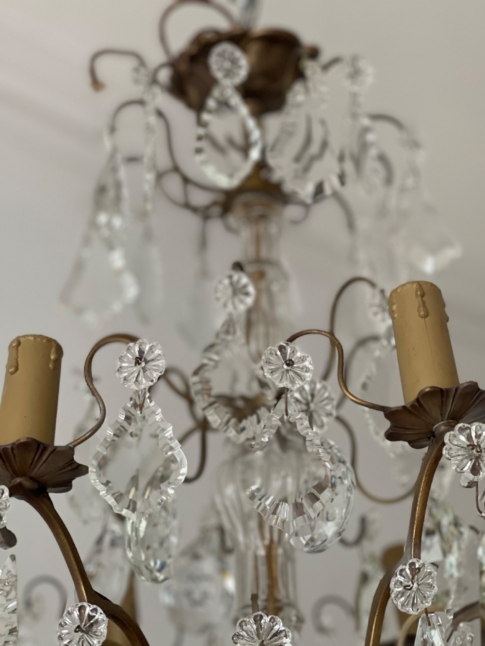 Antique French crystal 6 branch chandelier View XIV