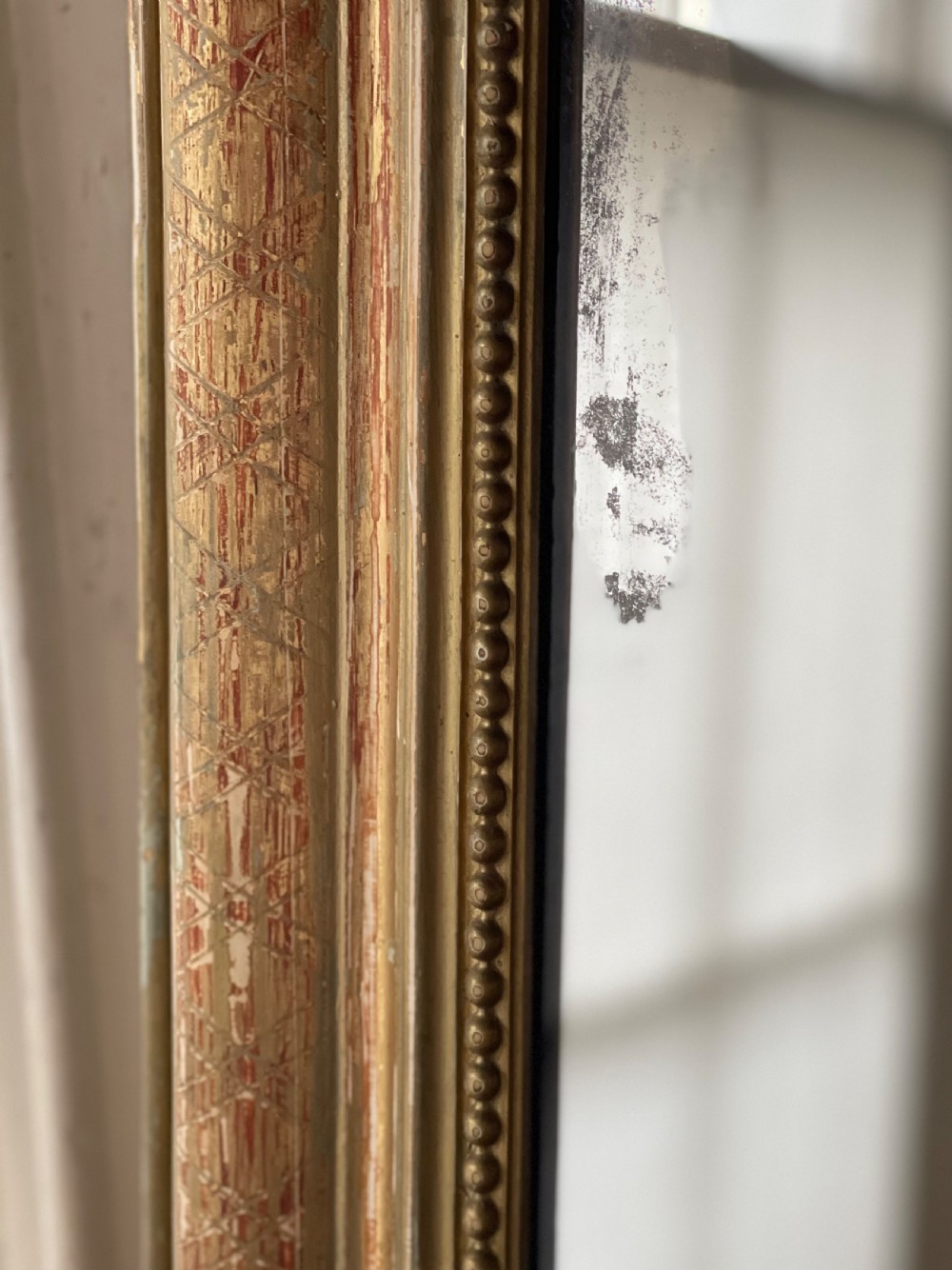 19th century French gilt Louis Philippe mirror - mercury glass View II