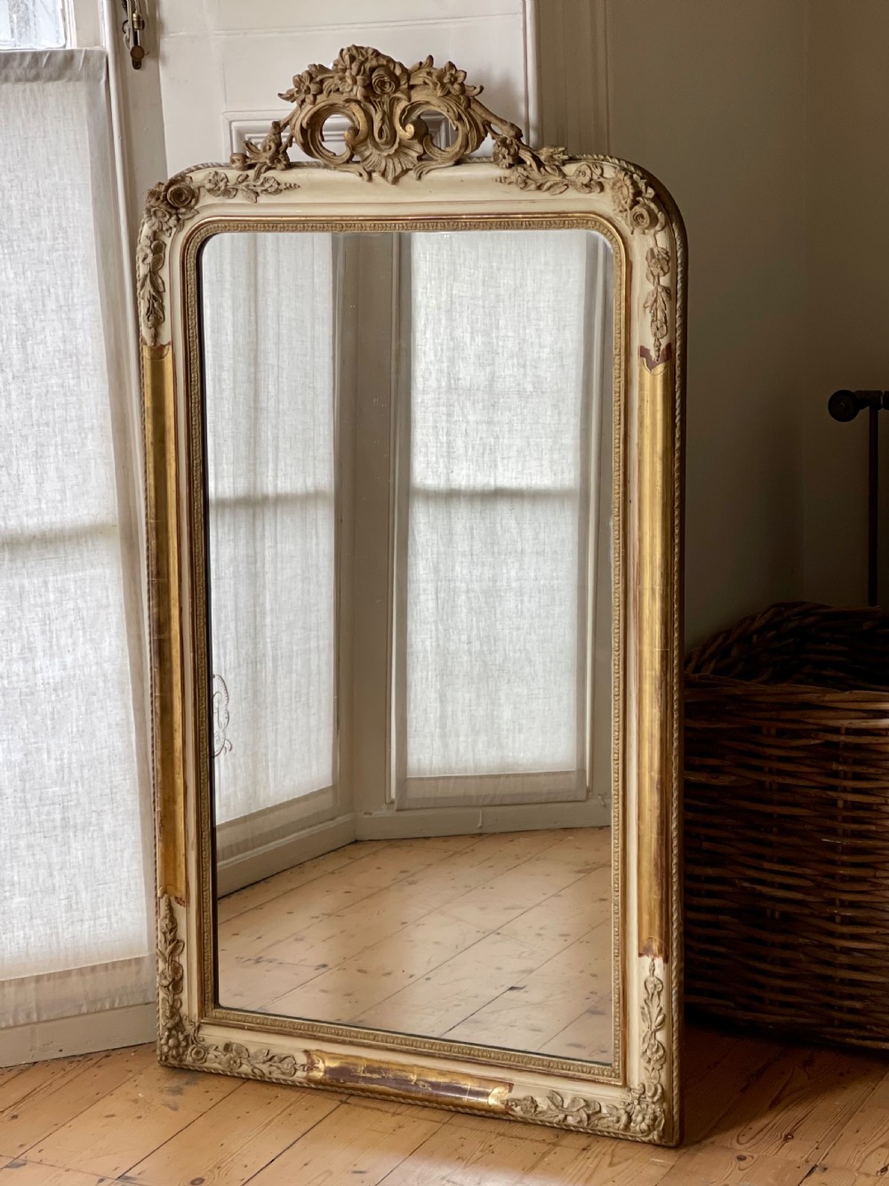 19th century French Louis XV gilt and gesso mirror - mercury glass