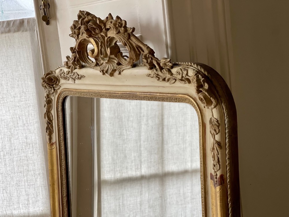 19th century French Louis XV gilt and gesso mirror - mercury glass View IV