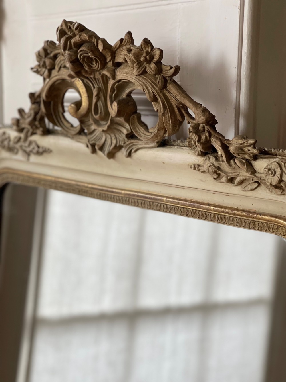 19th century French Louis XV gilt and gesso mirror - mercury glass View V