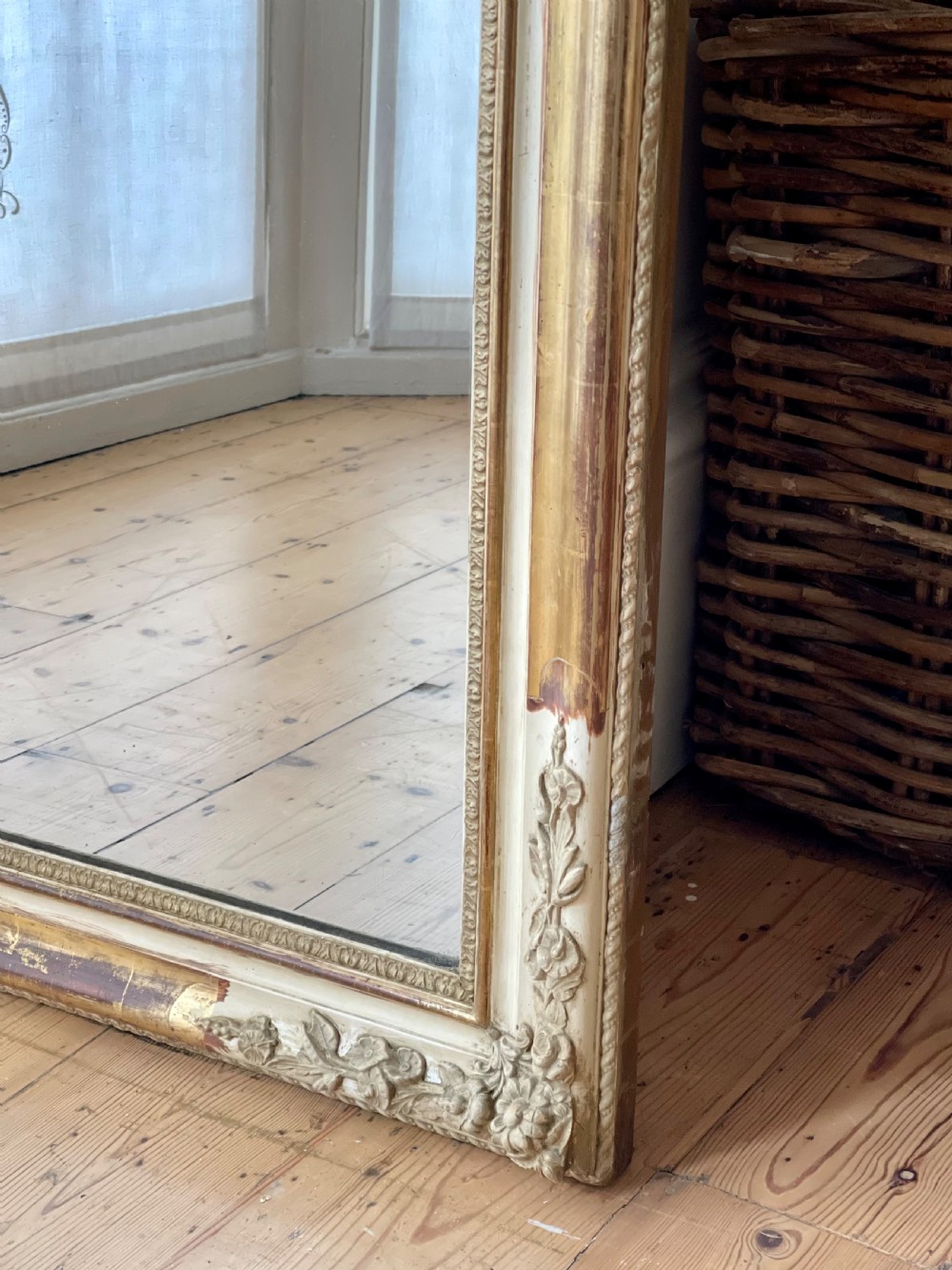 19th century French Louis XV gilt and gesso mirror - mercury glass View VII