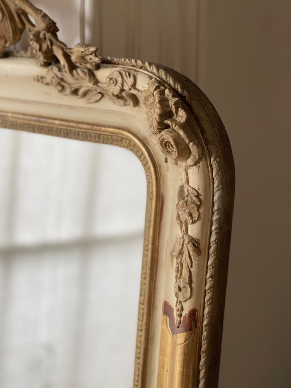 19th century French Louis XV gilt and gesso mirror - mercury glass View VIII