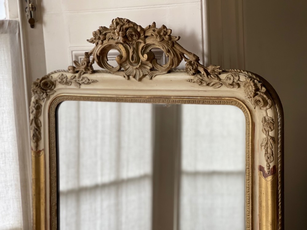 19th century French Louis XV gilt and gesso mirror - mercury glass View IX