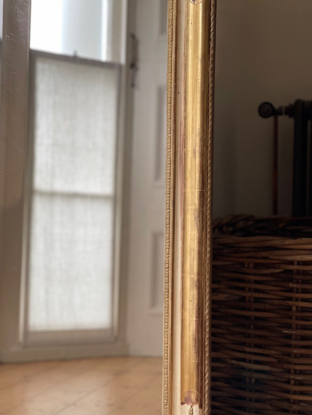 19th century French Louis XV gilt and gesso mirror - mercury glass View X