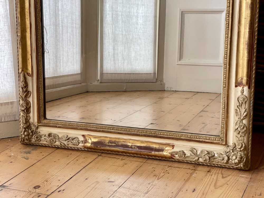 19th century French Louis XV gilt and gesso mirror - mercury glass View XI