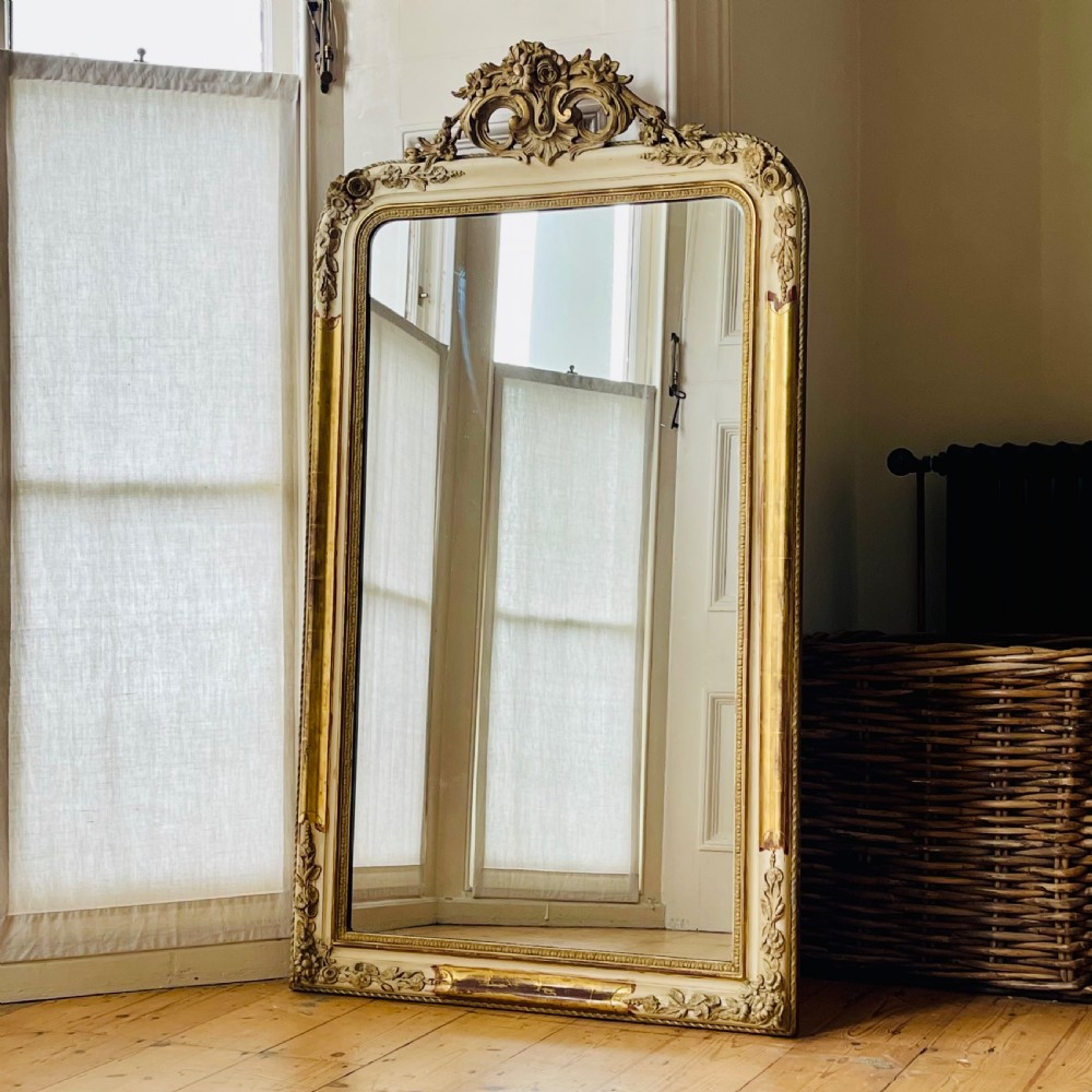 19th century French Louis XV gilt and gesso mirror - mercury glass View XII