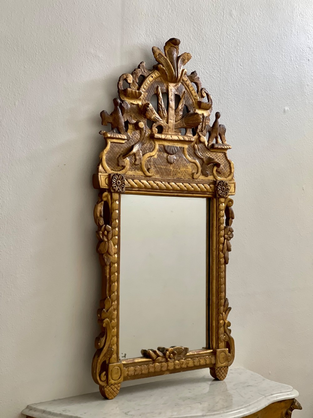 18th century French gilt wood marriage mirror View II