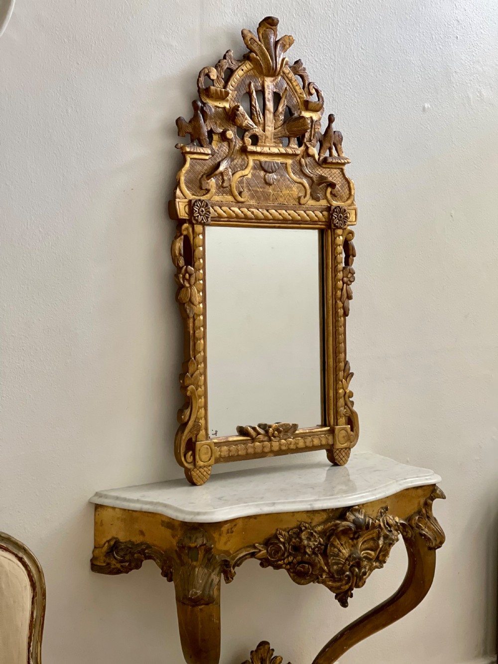 18th century French gilt wood marriage mirror View IV