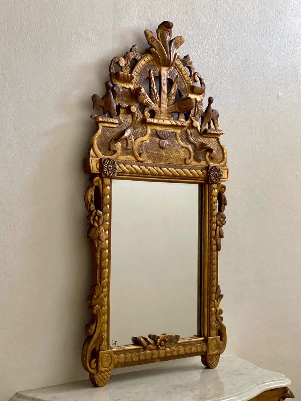 18th century French gilt wood marriage mirror View V