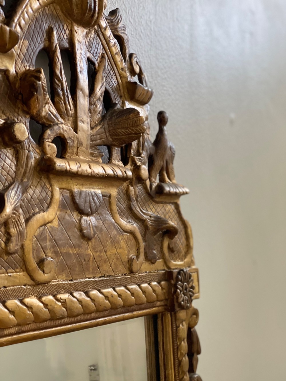 18th century French gilt wood marriage mirror View XI