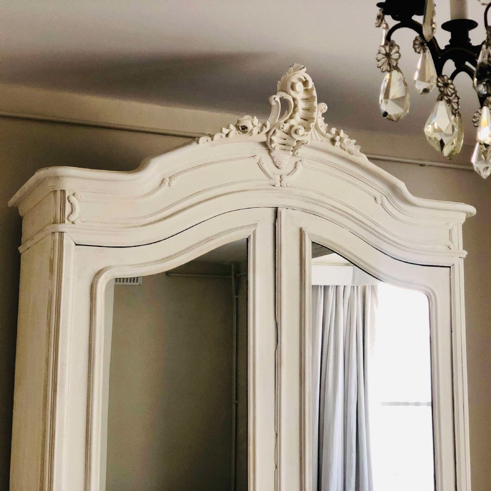 Antique French mirrored double armoire View II