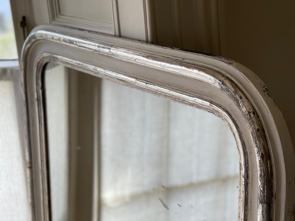 Large antique French silver gilt and gesso mirror View V