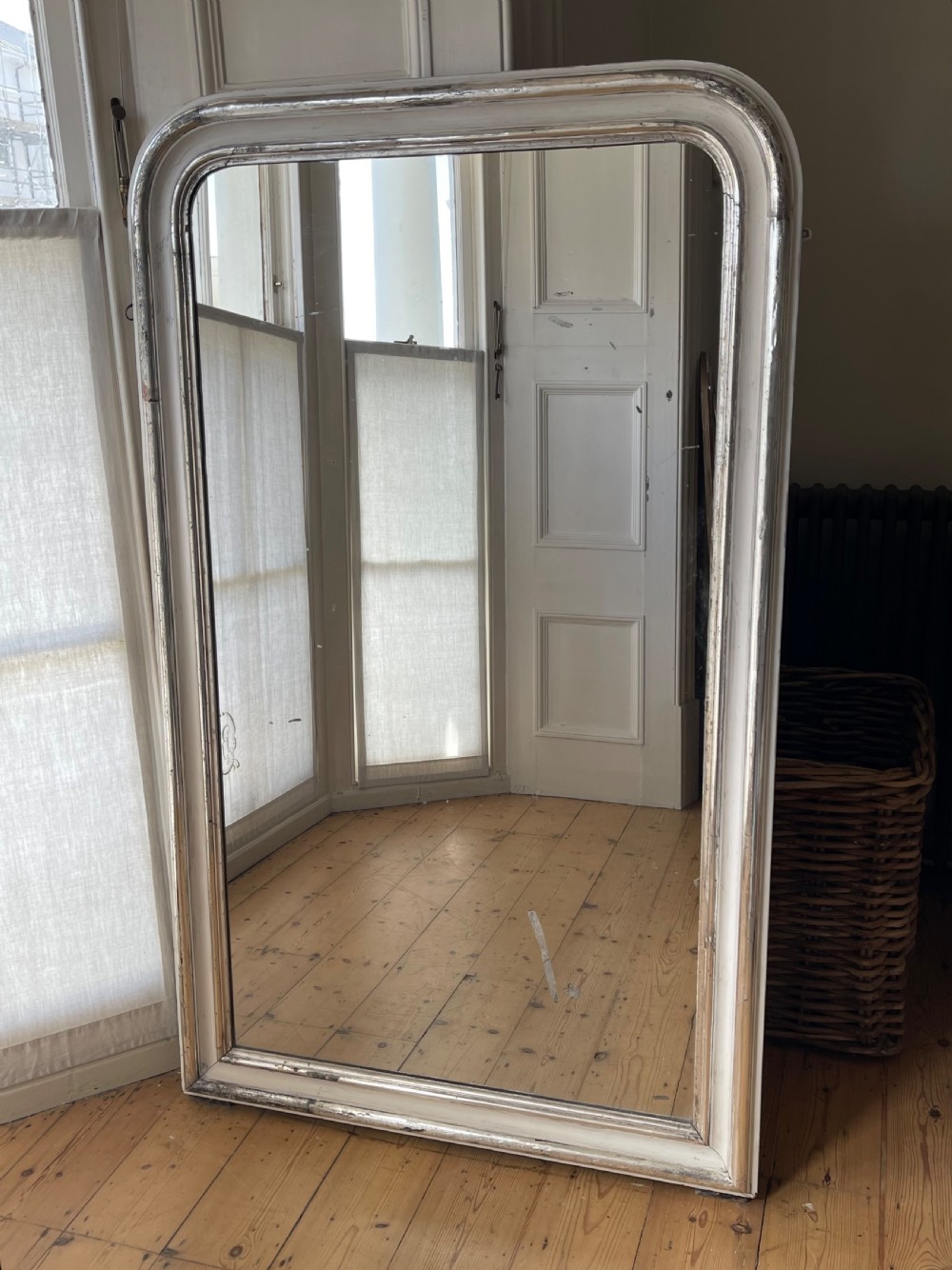 Large antique French silver gilt and gesso mirror View VII